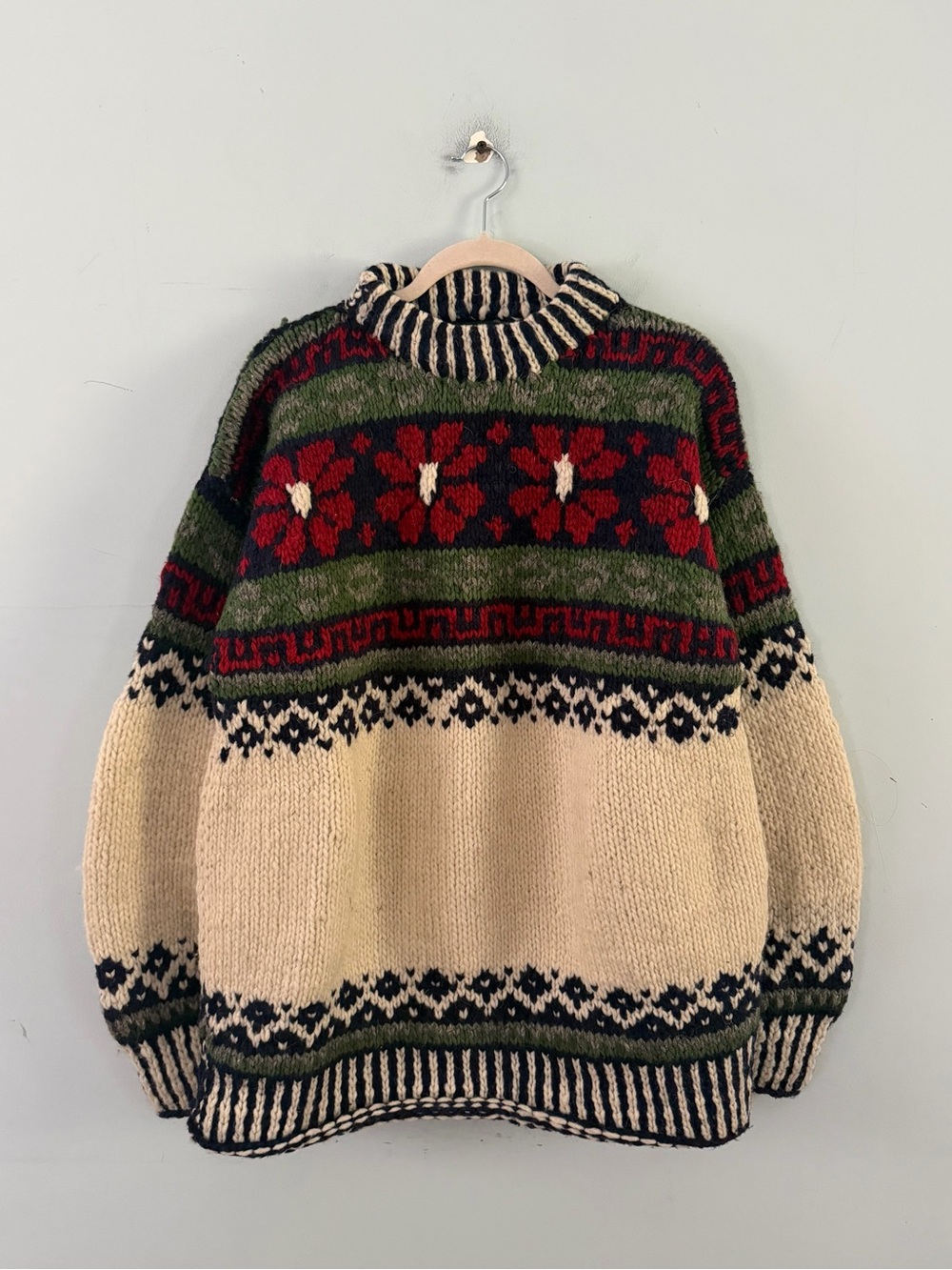 Vintage Backcountry Fair Isle Nordic Snowflake Wool Mockneck Ski Sweater